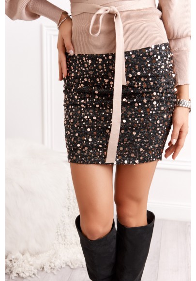 Mini sukňa s glamour flitrami čierna/zlatá