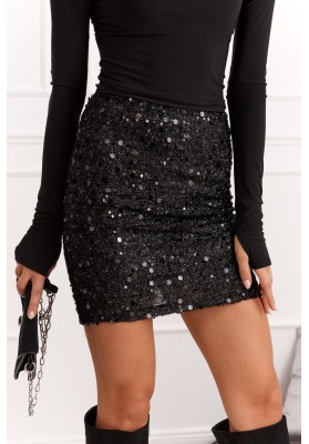 Mini sukňa s glamour flitrami čierna