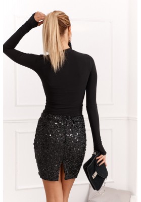 Mini sukňa s glamour flitrami čierna