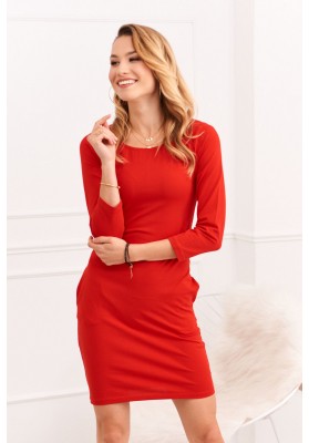 Mini šaty s dlhými rukávmi, červené