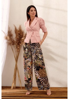 Elegantné, moderné, krátke sako s golierovým výstrihom, ružové