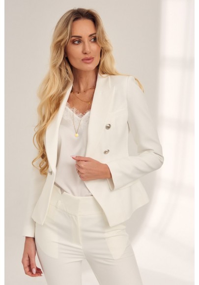Elegantné, sako s bočnými ozdobnými klapkami, biele
