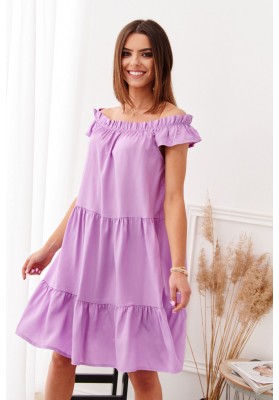Oversize, fialové šaty s lodičkovým výstrihom