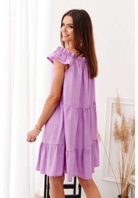 Oversize, fialové šaty s lodičkovým výstrihom