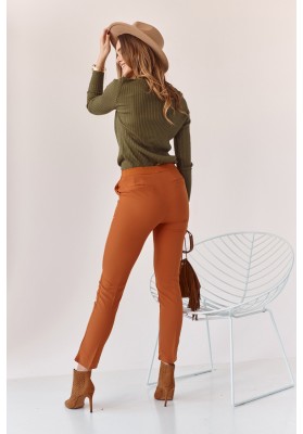 Úzke nohavice s naznačenými záhybmi, oranžové