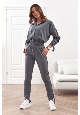 Bavlnená, moderná súprava mikiny a teplákových nohavíc, sivá
