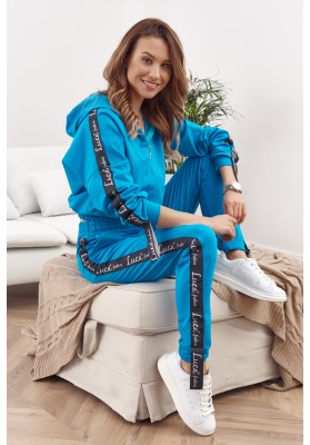 Bavlnená, moderná súprava mikiny a teplákových nohavíc, modrá