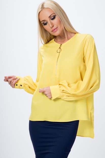 Asymetrická košeľa s manžetami, žltá