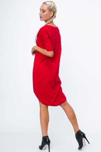 Dámske letné šaty s výstrihom v tvare písmena V, červené