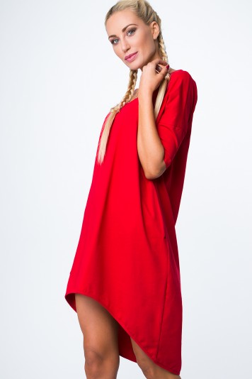 Dámske letné šaty s výstrihom v tvare písmena V, červené